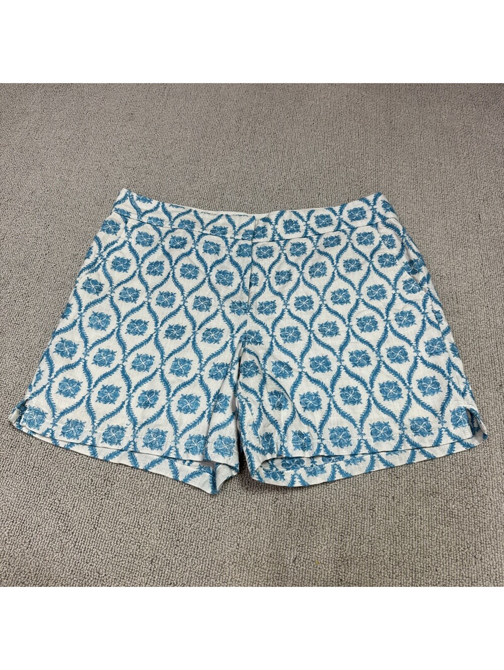 LOFT Rivera Shorts Ivory Blue Pockets Women’s Size 12